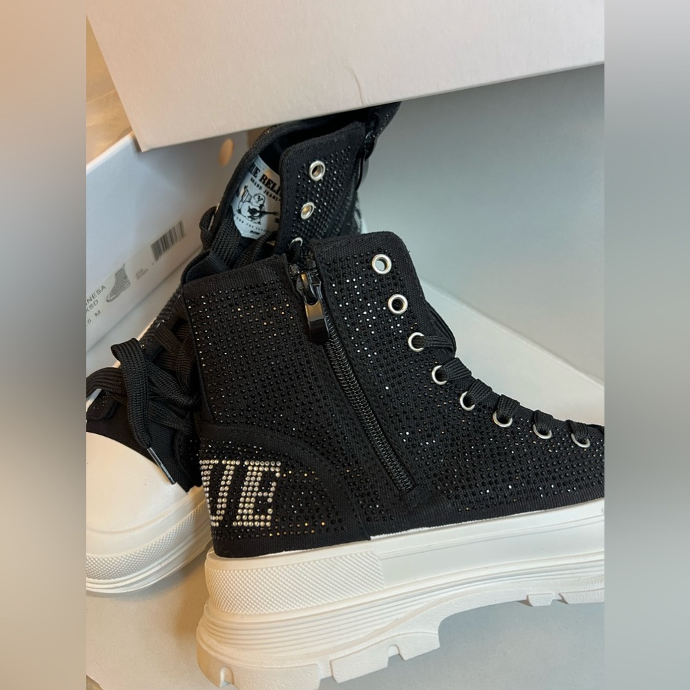 Rare- True Religion Women's Jannesa High Top Platform Rhinestone Sneakers